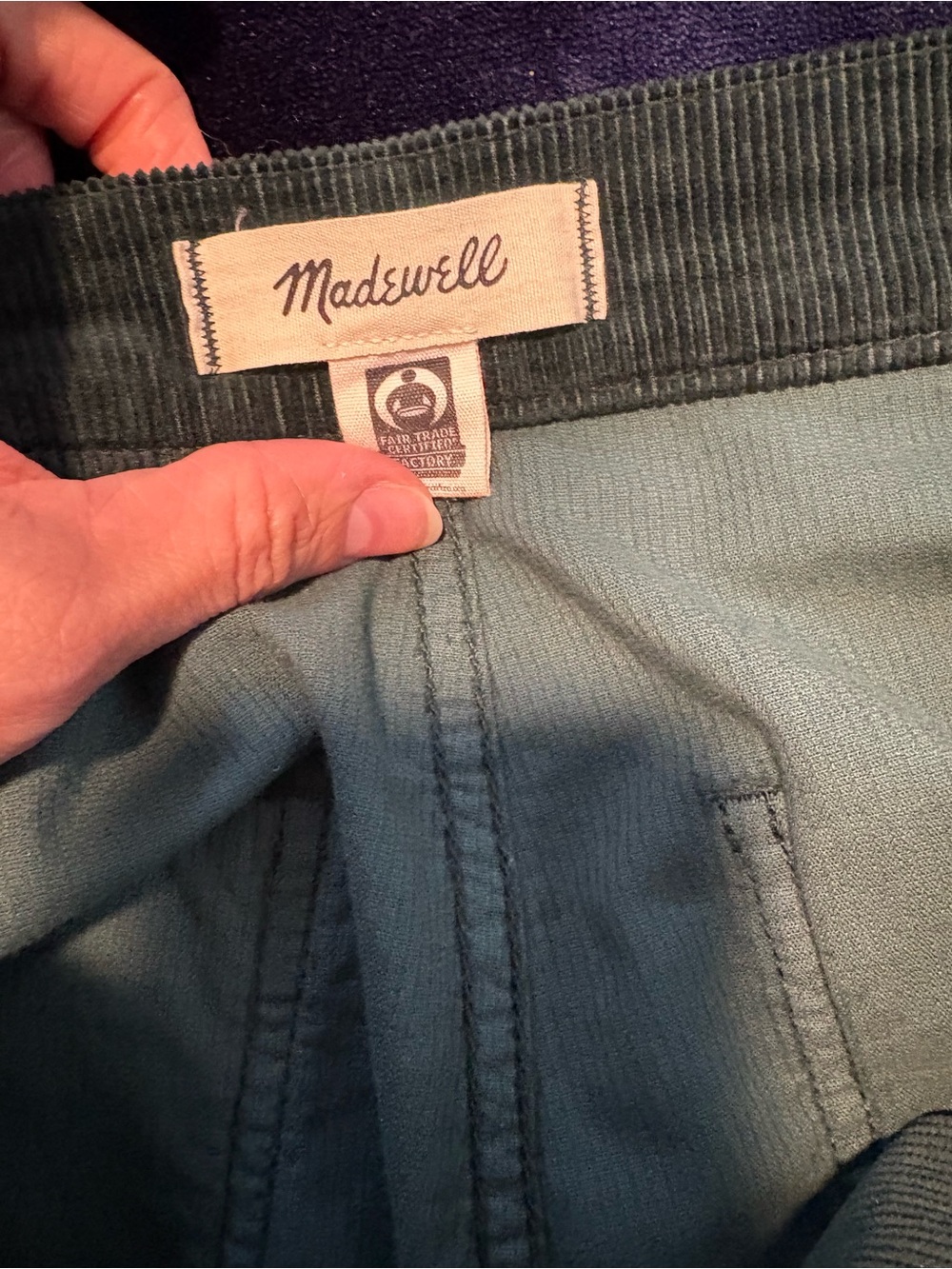Madewell Emmet Wide Leg Corduroy Dark Green Pants, Welt Pocket edition - Picture 4 of 9